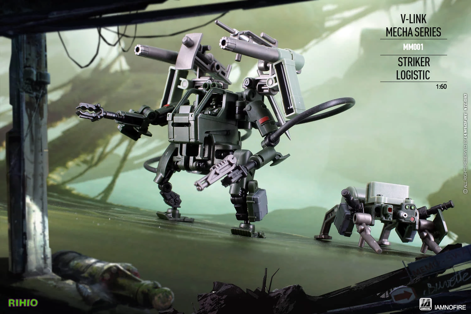 Rihio Multiabyss MM001 V-Link Mecha Striker Logistic Set Green Blue & Desert Set Of 3 7 Rihio Multiabyss MM001 V-Link Mecha Striker Logistic Set Green Blue & Desert Set Of 3 - Image 7